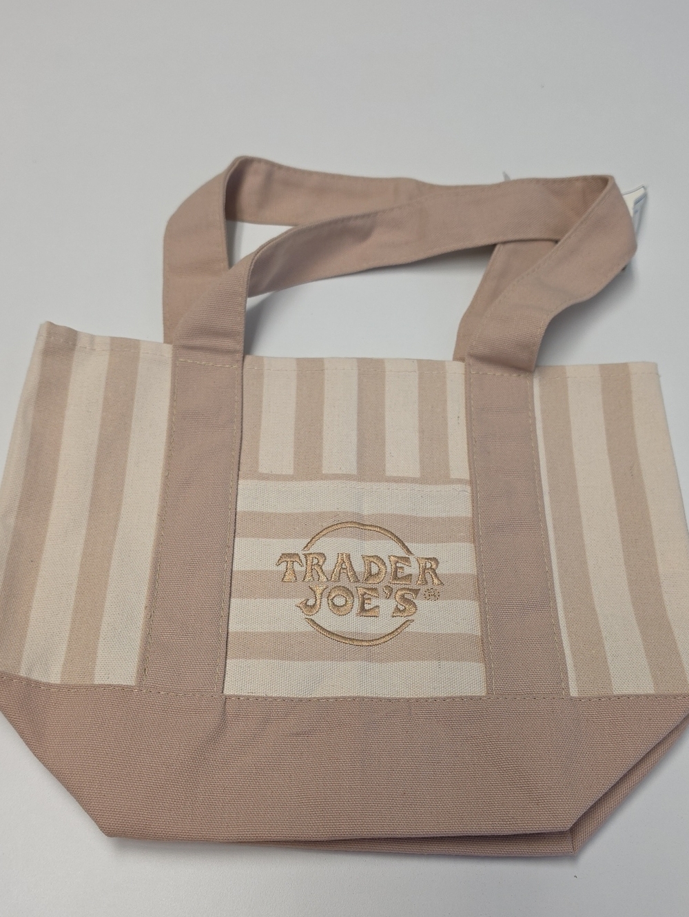 Trader Joe's Beige & Cream Striped Tote Bag